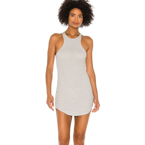 h:ours Dresses & Skirts - H:ours Racer gray waffle knit racerback bodycon mini dress
